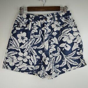 Billblass Jeans Floral Blue and White Denim Shorts Size 10
